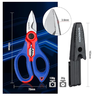 Tijeras WORKPRO+Llave y vasos+Destornillador 3en 1