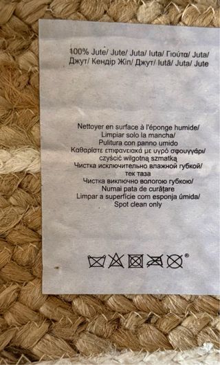 Alfombra redonda de yute beige, blanco y marrón