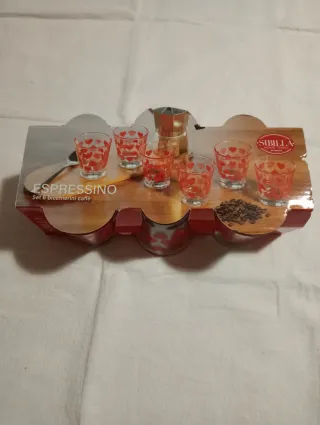 Set 6 Bicchierini Espresso Sibilla Cuori Rossi