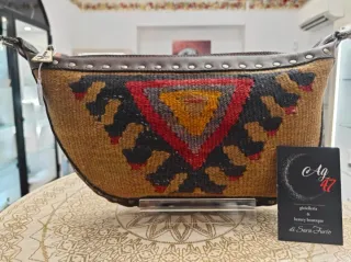 Borsa modello Sella in Vera Pelle e kilim