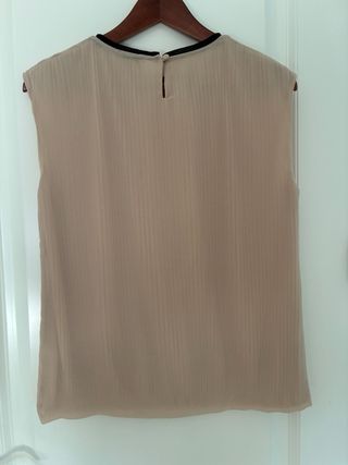 Blusa Massimo Dutti Beige y Negro Encaje