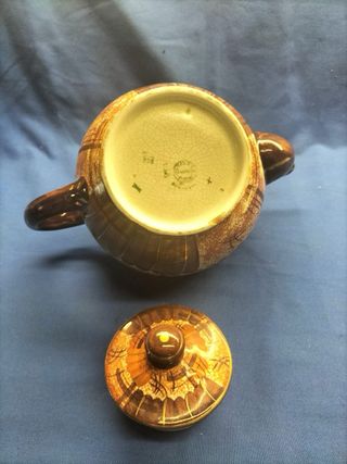 Bule de chá raro Gilman castanho e canela