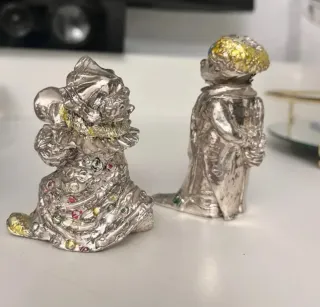 Figuras payaso metal plata multicolor