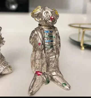 Figuras payaso metal plata multicolor