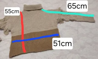 Jersey lana mujer cuello alto flecos