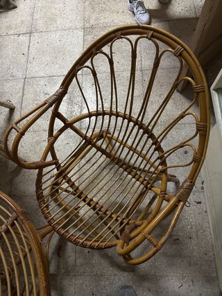 Mesa y Silla Mimbre Set, canasto de regalo