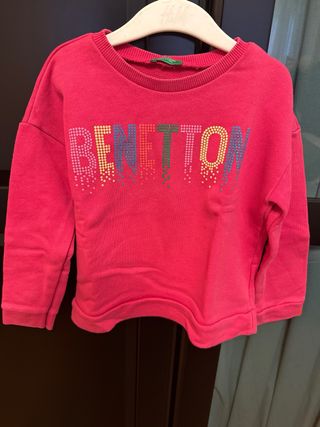 Sudadera Benetton Rosa con Detalles Brillantes