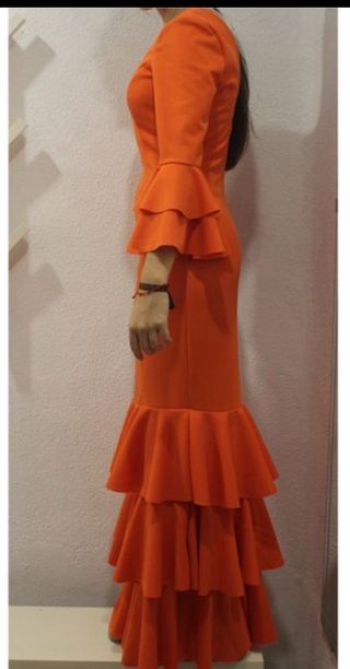 Vestido Flamenca Elástico Naranja