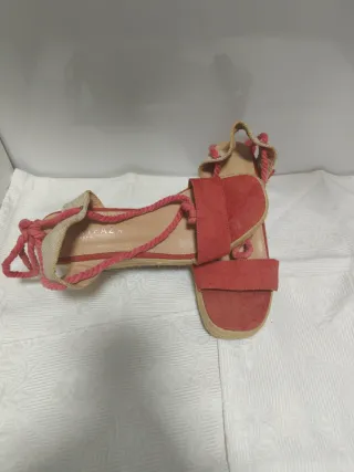 Sandalias cuña palo rosa talla 40