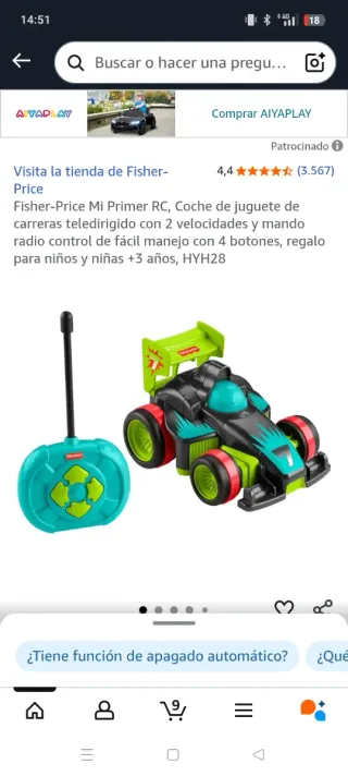 Coche RC Fisher Price Nuevo