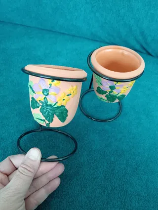 2 Macetas Pequeñas Decorativas Flores