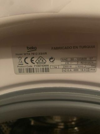 Lavadora 7kg Beko WTA 7612 XSWR