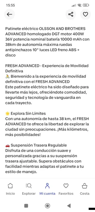 Patinete Eléctrico DGT Olsson Fresh Advance