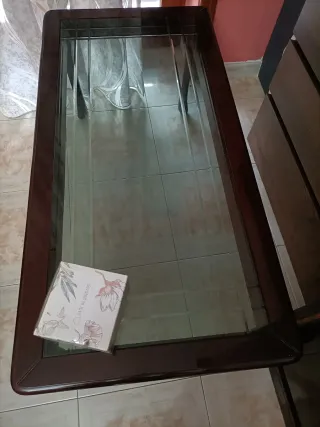 Tavolino vintage in legno e vetro