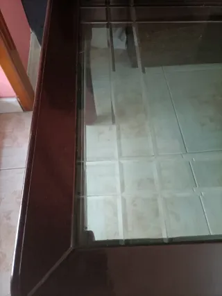 Tavolino vintage in legno e vetro