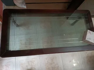 Tavolino vintage in legno e vetro