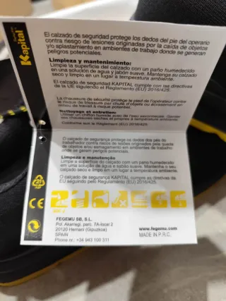 Zapatos Seguridad Kapital Talla 48 Negro/Amarillo