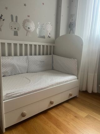 Cuna Gonatt con cajones + Colchón + Barrandilla