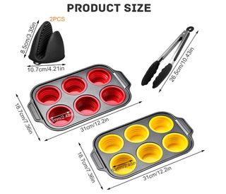 Set 2 Teglie Muffin Silicone Acciaio rosso giallo