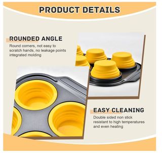 Set 2 Teglie Muffin Silicone Acciaio rosso giallo