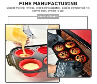 Set 2 Teglie Muffin Silicone Acciaio rosso giallo