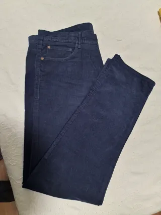 Pantalones Cortefiel Pana Fina Azul Talla 36