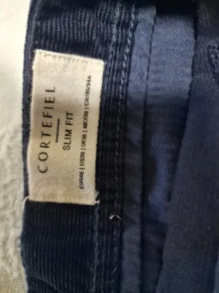 Pantalones Cortefiel Pana Fina Azul Talla 36