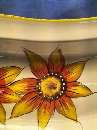 Travessa faiança pintada à mão girassóis