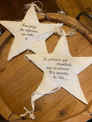 Prenotate Maria B stelle in lino scritte a mano