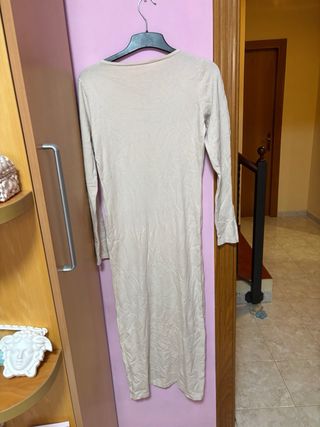 Vestido largo manga larga invierno beige