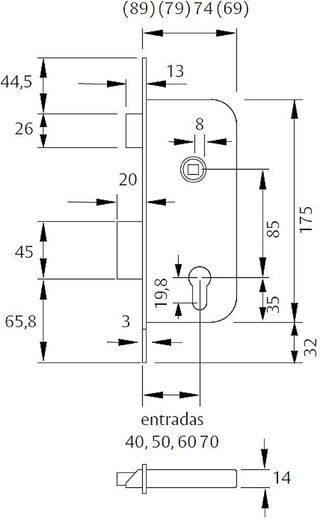 Tesa Assa Abloy 20306RAI Cerradura De Embutir Para