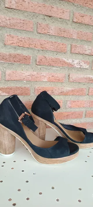 Sandalias Tacón Piel Negra