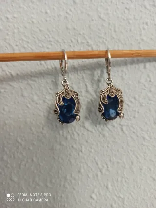 Pendientes Tribales Azules y Plateados