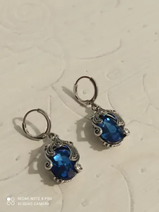 Pendientes Tribales Azules y Plateados
