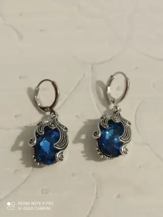 Pendientes Tribales Azules y Plateados