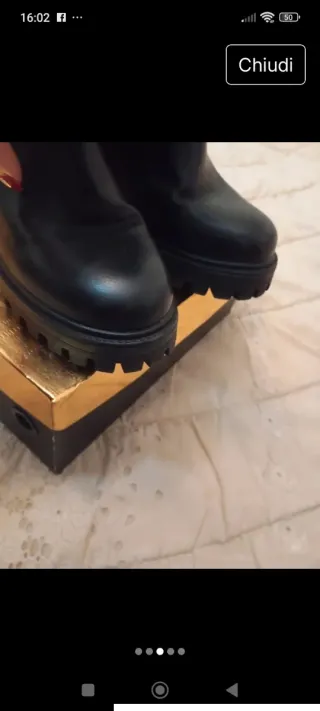 Stivaletti pelle neri tacco largo n.37