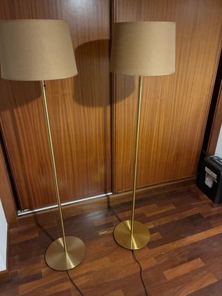 Lámpara de pie dorada x2