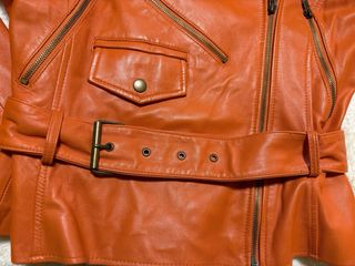 Chaqueta Biker Piel Naranja