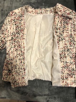 Giacca tweed multicolor con bottoni dorati