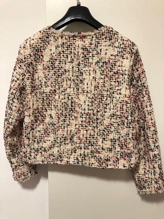 Giacca tweed multicolor con bottoni dorati