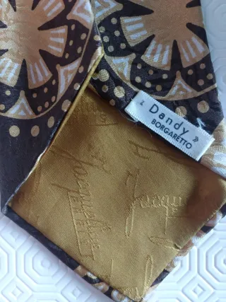 Cravatta vintage marrone e oro anni 70