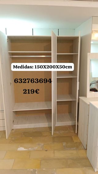 Armario 3 puertas madera 1,5x2m