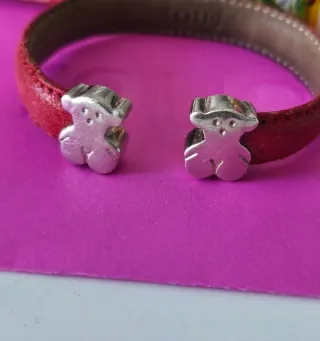 Pulsera Tous Cuero Rojo y Plata