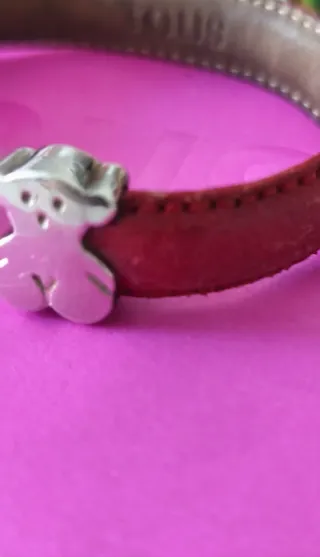 Pulsera Tous Cuero Rojo y Plata