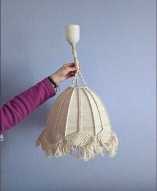Lámpara techo macramé beige