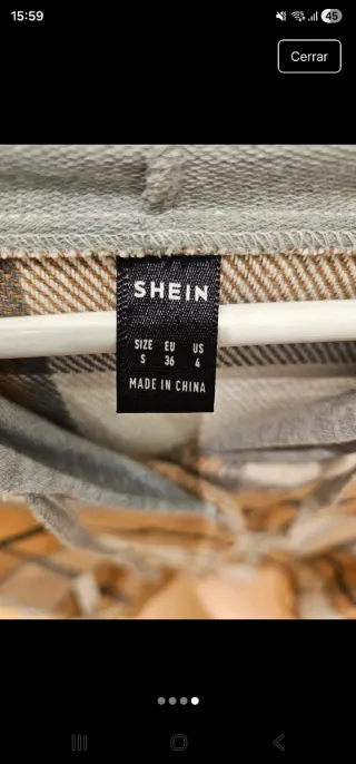 Sobrecamisa Cuadros Capucha Talla S Oversize