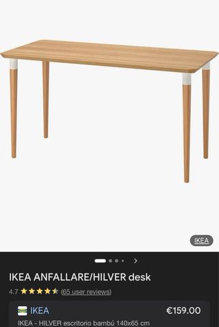 Mesa Escritorio IKEA ANFALLARE/HILVER Bambú