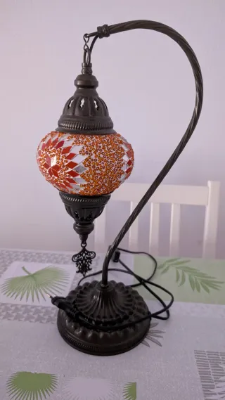 Lámpara de mesa mosaico cristal y metal