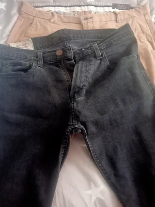 2 Pantalones Hollister Beige y Negro