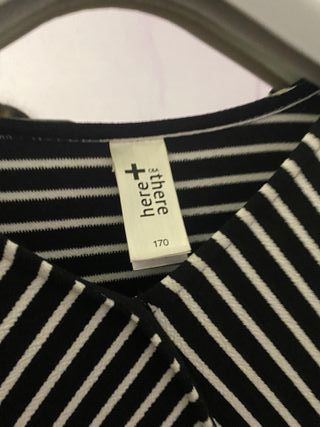 Vestido S Rayas Blanco y Negro